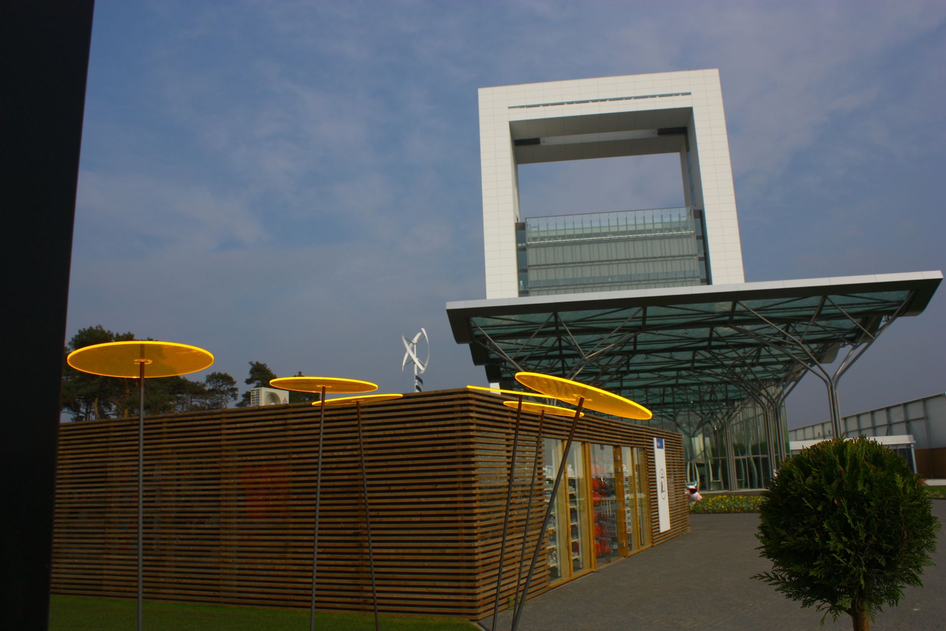 entrance of the floriade decorated with sun catcher